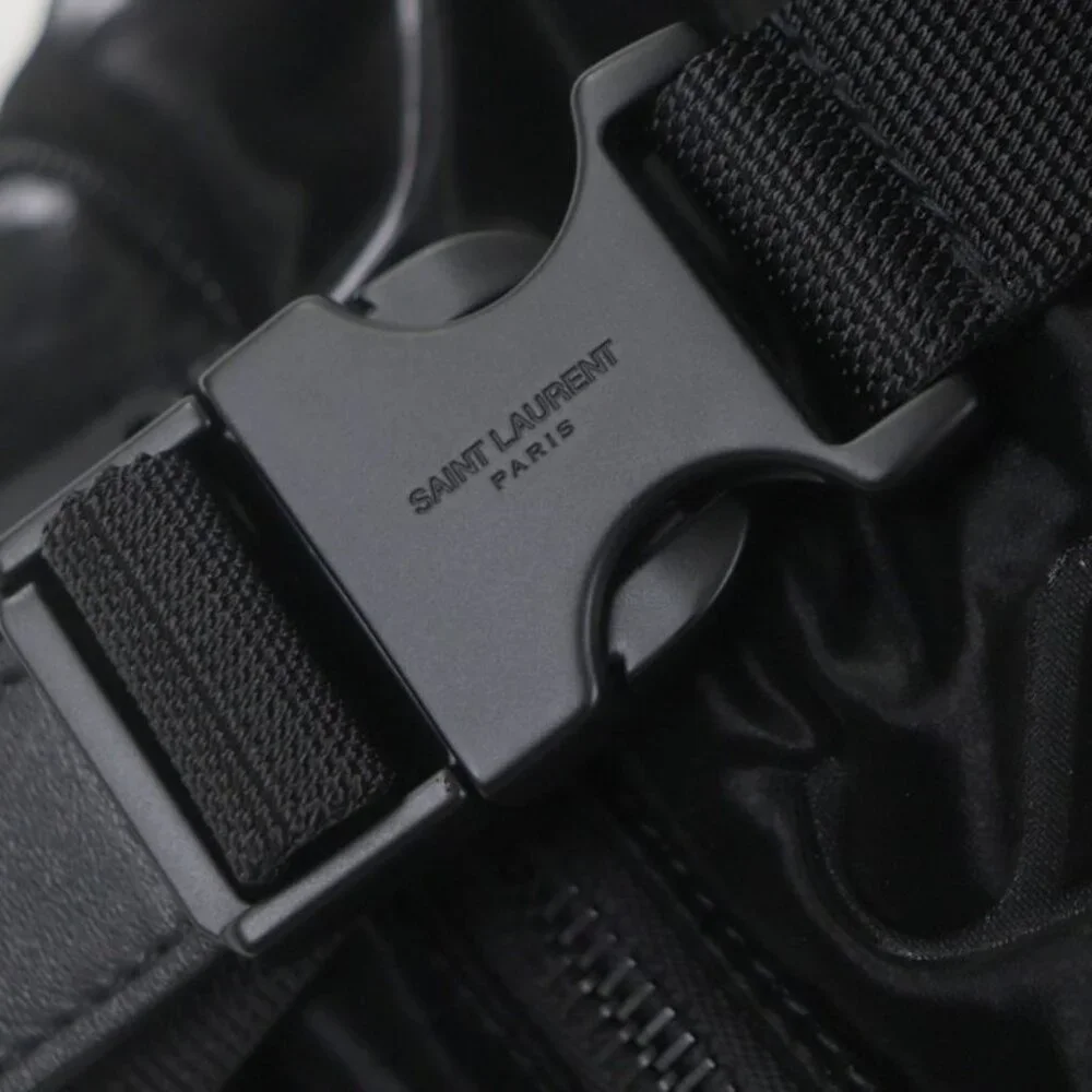 Saint Laurent Paris Nylon Embroidery Belt Bag Black